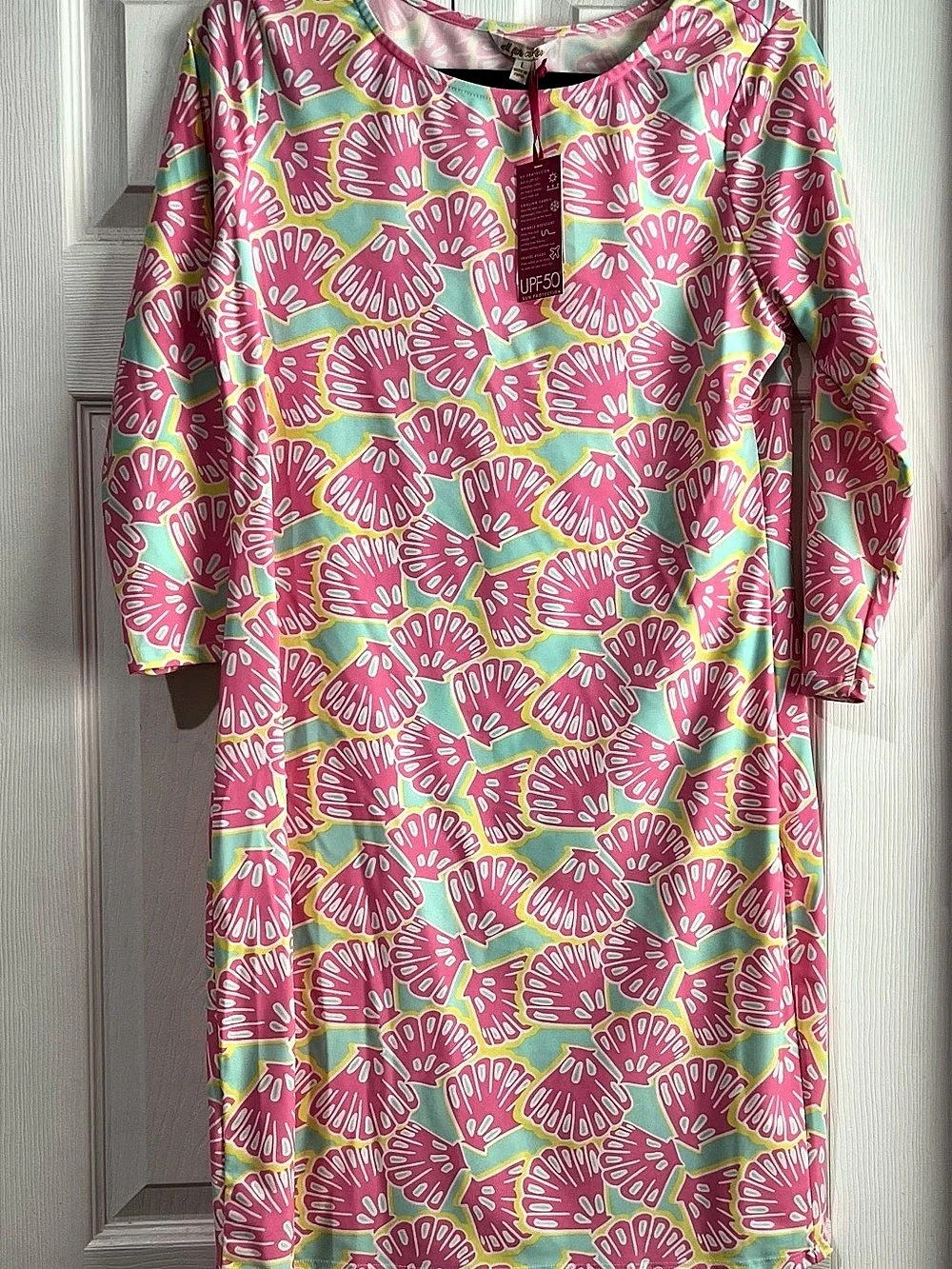 🧡🩷🆕 All for Color Shellicious Lakeside Drive Floral Mini Dress Pink Large